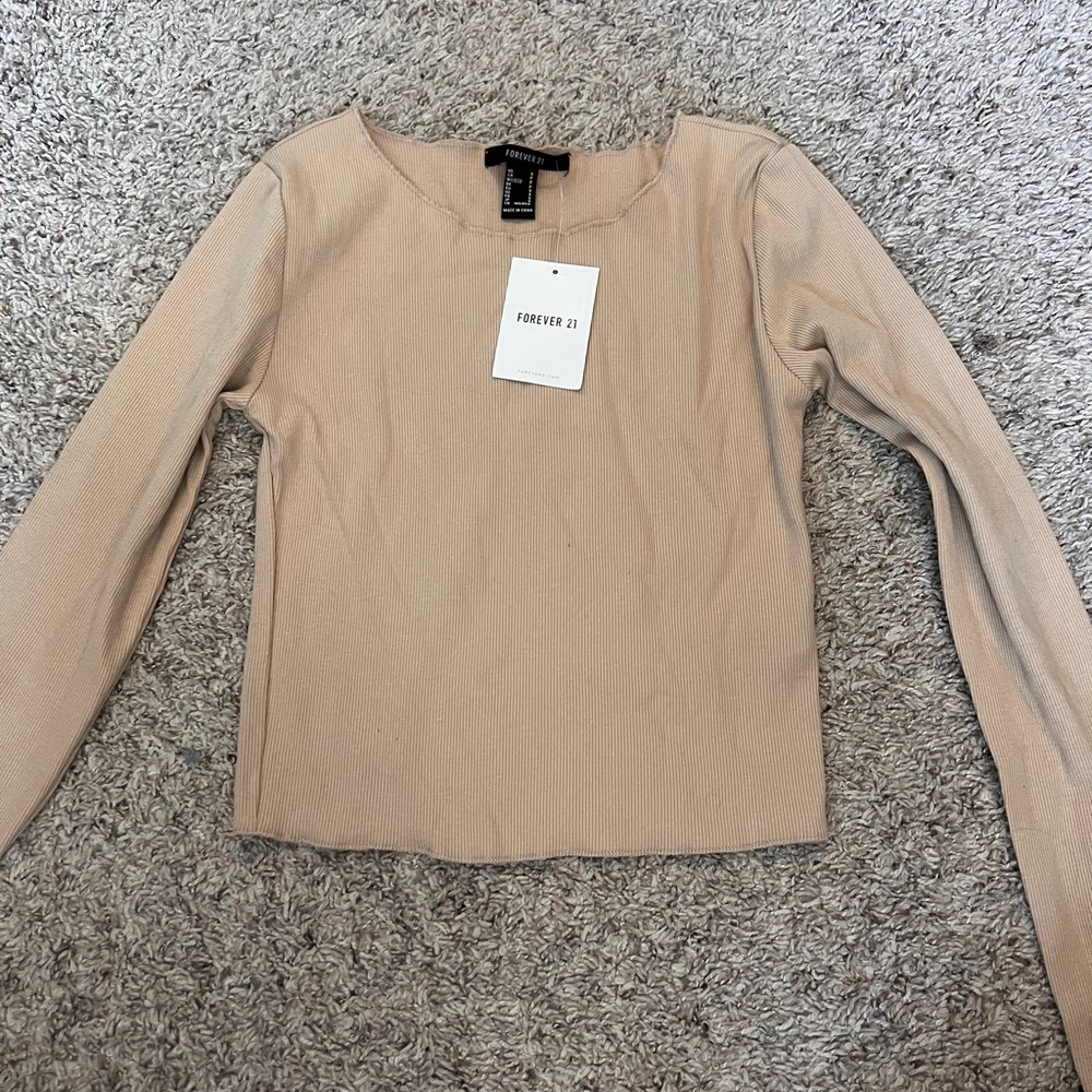 Forever 21 Women's Tan Long Sleeve Top